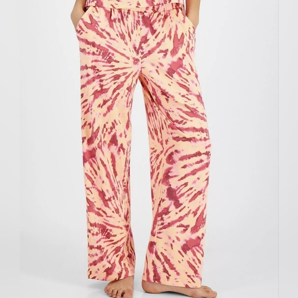 Jenni Women's High-Rise Wide-Leg Pajama Pants Orange Pink XS